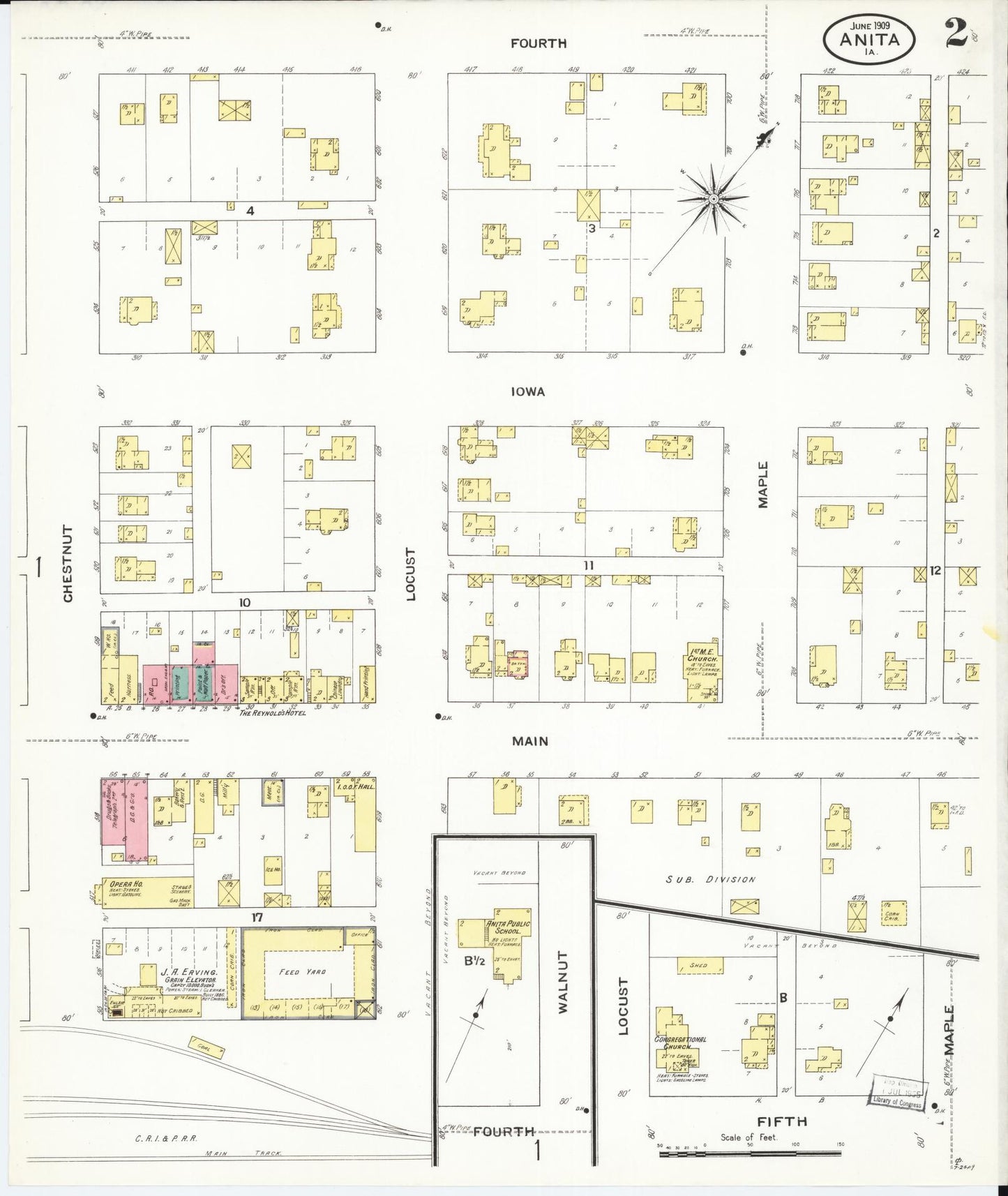 Sanborn Fire Insurance Map from Anita, Cass County, Iowa (1909), Sheet #0002 - Historic Sanborn Fire Insurance Map Print