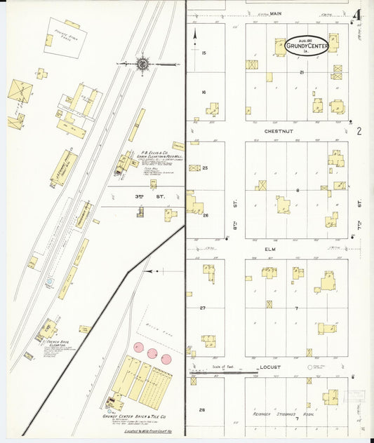 Sanborn Fire Insurance Map from Grundy Center, Grundy County, Iowa (1911), Sheet #0004 - Historic Sanborn Fire Insurance Map Print, vintage old map wall art