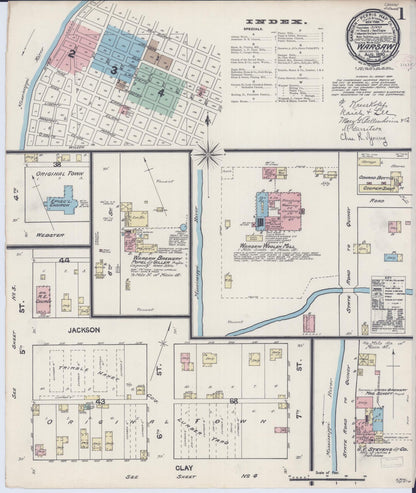 Sanborn Fire Insurance Map from Warsaw, Hancock County, Illinois (1890), Sheet #0001 - Complete Map Set gallery image, historic Sanborn map, vintage wall art, Illinois Illinois