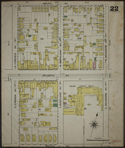 Sanborn Fire Insurance Map from Atlantic City, Atlantic County, New Jersey (1886), Sheet #0022 - Complete Map Set gallery image, historic Sanborn map, vintage wall art, New Jersey New Jersey