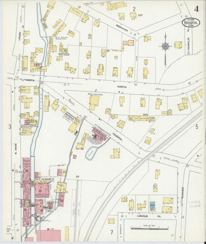 Sanborn Fire Insurance Map from Bristol, Hartford County, Connecticut (1911), Sheet #0004 - Complete Map Set gallery image, historic Sanborn map, vintage wall art, Connecticut Connecticut
