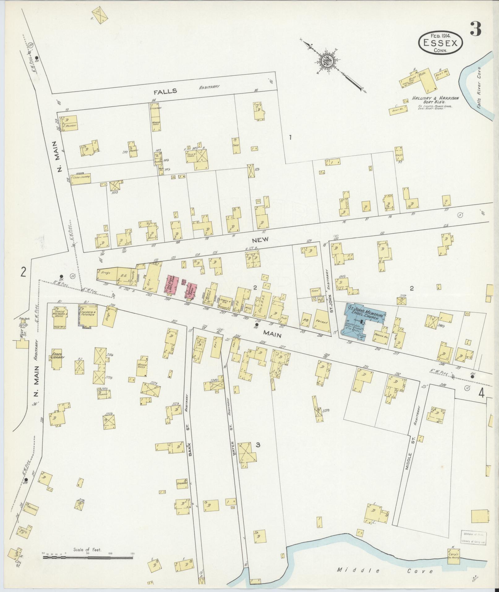 Sanborn Fire Insurance Map from Essex, Middlesex County, Connecticut (1914), Sheet #0003 - Complete Map Set gallery image, historic Sanborn map, vintage wall art, Connecticut Connecticut