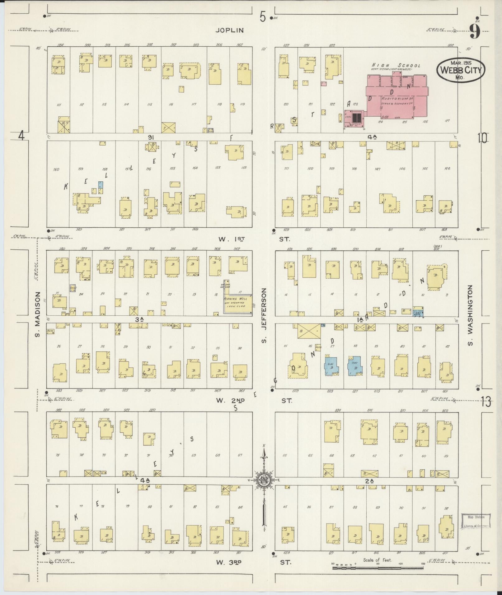 Sanborn Fire Insurance Map from Webb City, Jasper County, Missouri (1915), Sheet #0009 - Complete Map Set gallery image, historic Sanborn map, vintage wall art, Missouri Missouri