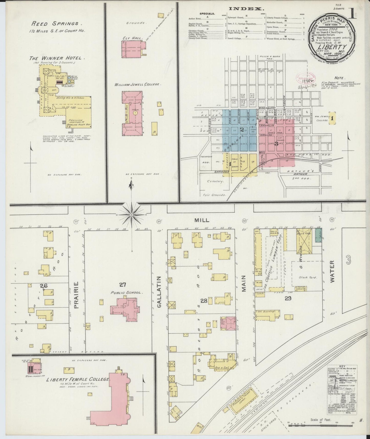 Sanborn Fire Insurance Map from Liberty, Clay County, Missouri (1894), Sheet #0001 - Complete Map Set gallery image, historic Sanborn map, vintage wall art, Missouri Missouri