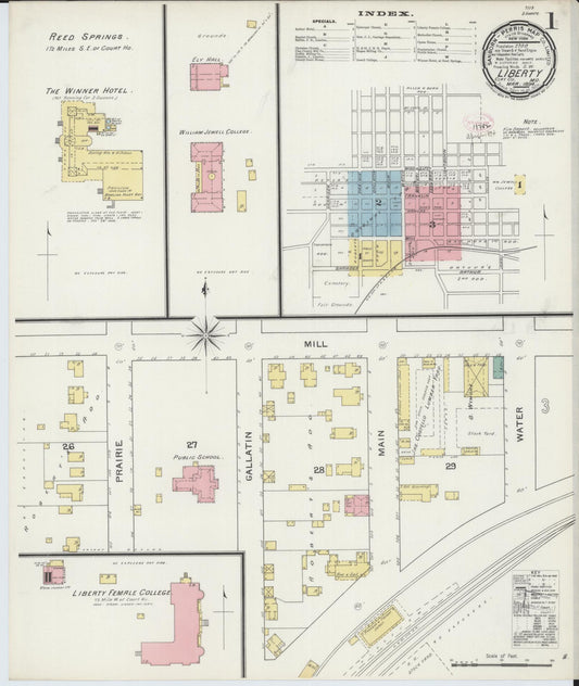 Sanborn Fire Insurance Map from Liberty, Clay County, Missouri (1894), Sheet #0001 - Complete Map Set gallery image, historic Sanborn map, vintage wall art, Missouri Missouri