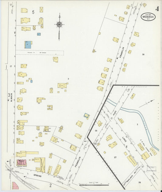 Sanborn Fire Insurance Map from Monroe, Orange County, New York (1911), Sheet #0004 - Historic Sanborn Fire Insurance Map Print, vintage old map wall art, antique decor, genealogy gift, New York New York map