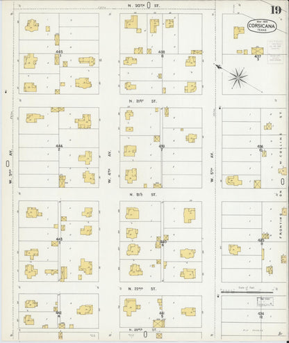 Sanborn Fire Insurance Map from Corsicana, Navarro County, Texas (1900), Sheet #0019 - Complete Map Set gallery image, historic Sanborn map, vintage wall art, Texas Texas