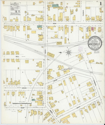 Sanborn Fire Insurance Map from Miners Mills, Luzerne County, Pennsylvania (1903), Sheet #0001 - Complete Map Set gallery image, historic Sanborn map, vintage wall art, Pennsylvania Pennsylvania