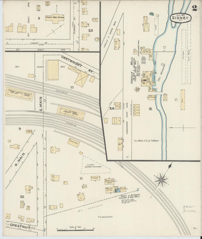 Sanborn Fire Insurance Map from Sidney, Delaware County, New York (1891), Sheet #0002 - Historic Sanborn Fire Insurance Map Print, vintage old map wall art, antique decor, genealogy gift, New York New York map