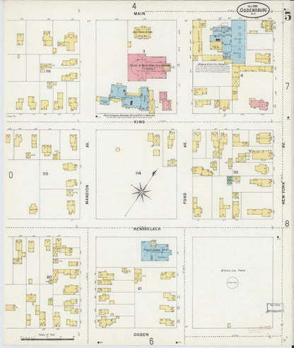 Sanborn Fire Insurance Map from Ogdensburg, St. Lawrence County, New York (1898), Sheet #0005 - Complete Map Set gallery image, historic Sanborn map, vintage wall art, New York New York