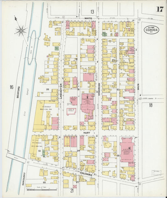 Sanborn Fire Insurance Map from Cohoes, Albany County, New York (1902), Sheet #0017 - Historic Sanborn Fire Insurance Map Print, vintage old map wall art, antique decor, genealogy gift, New York New York map