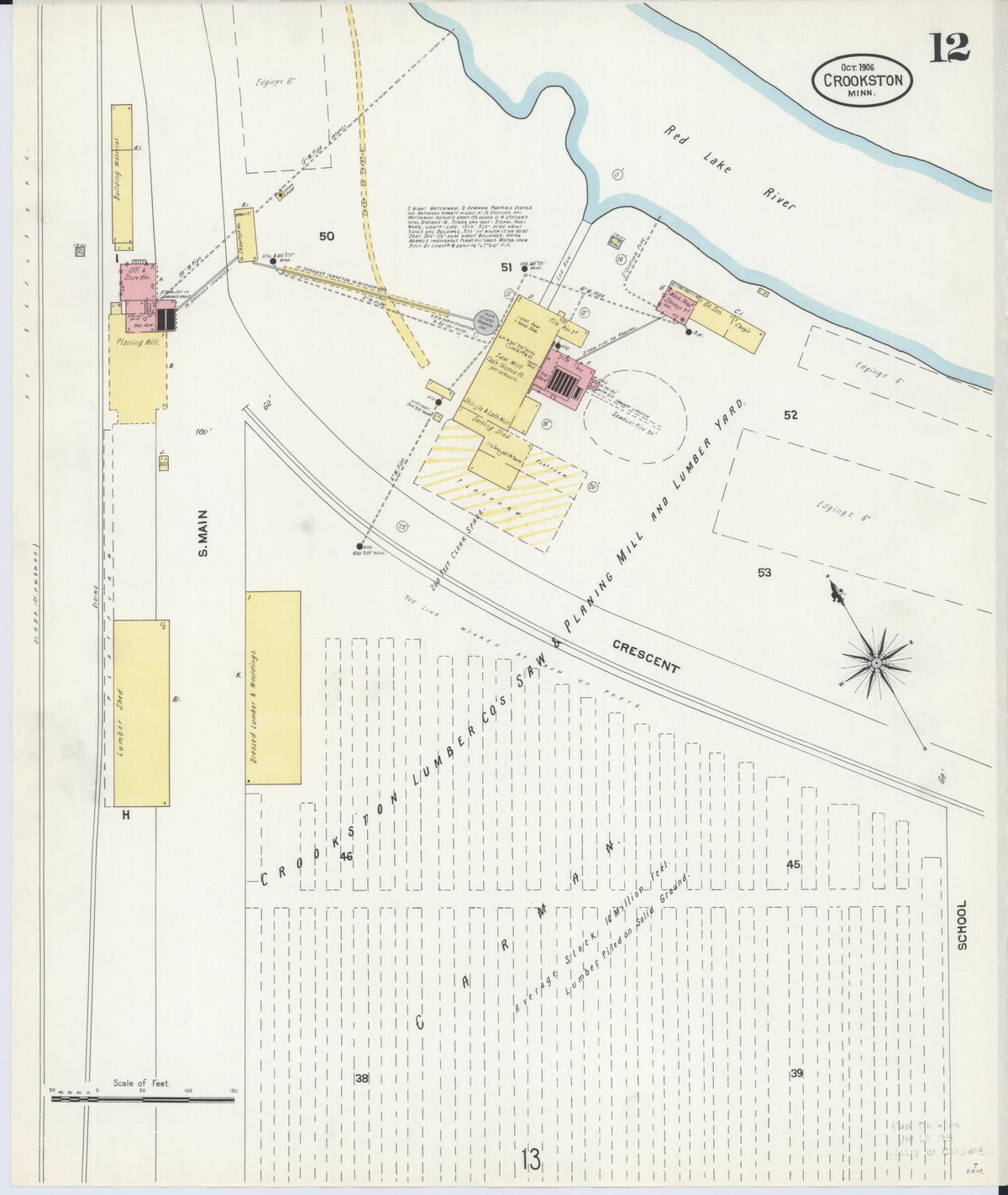 Sanborn Fire Insurance Map from Crookston, Polk County, Minnesota (1906), Sheet #0012 - Complete Map Set gallery image, historic Sanborn map, vintage wall art, Minnesota Minnesota