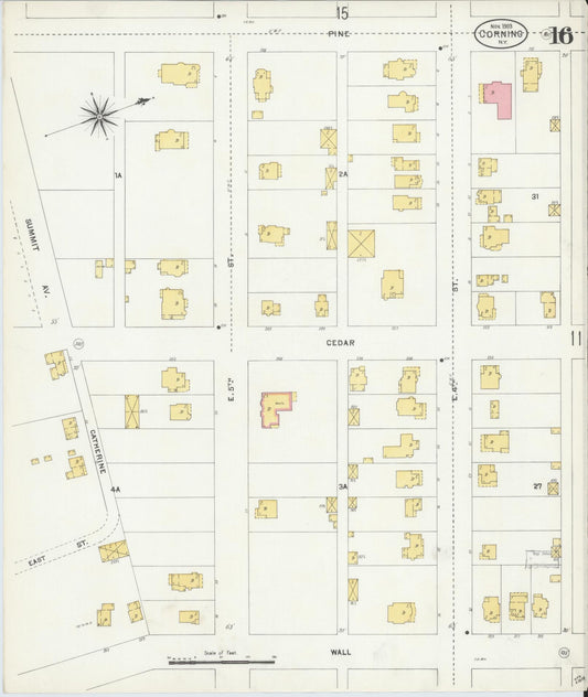 Sanborn Fire Insurance Map from Corning, Steuben County, New York (1903), Sheet #0016 - Historic Sanborn Fire Insurance Map Print, vintage old map wall art, antique decor, genealogy gift, New York New York map