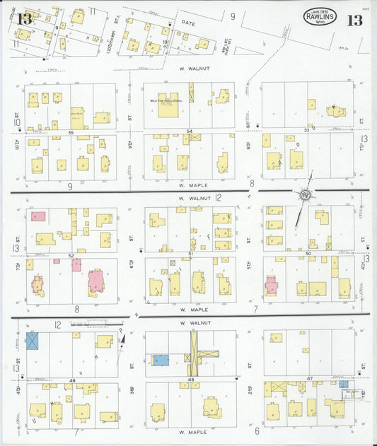 Sanborn Fire Insurance Map from Rawlins, Carbon County, Wyoming (1931), Sheet #0013 - Historic Sanborn Fire Insurance Map Print, vintage old map wall art, antique decor, genealogy gift, Wyoming Wyoming map
