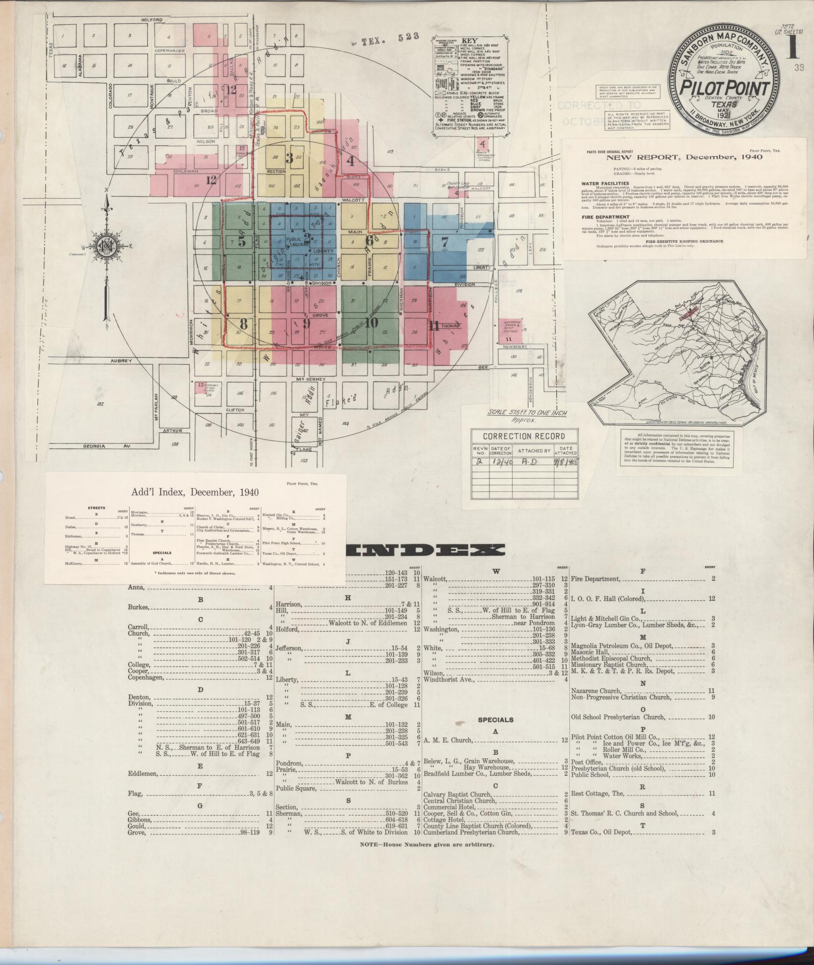 Sanborn Fire Insurance Map from Pilot Point, Denton County, Texas. (1940) – Historic Sanborn Fire Insurance Map Print