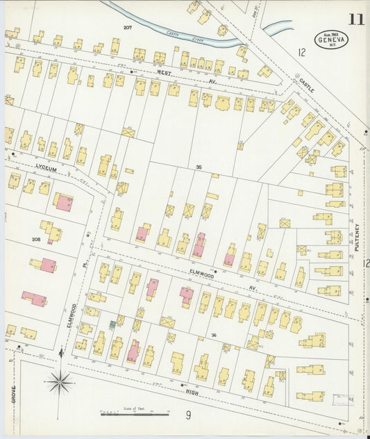 Sanborn Fire Insurance Map from Geneva, Ontario County, New York (1903), Sheet #0011 - Historic Sanborn Fire Insurance Map Print, vintage old map wall art, antique decor, genealogy gift, New York New York map