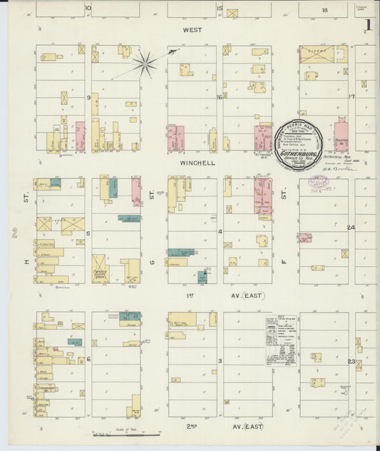 Sanborn Fire Insurance Map from Gothenburg, Dawson County, Nebraska (1893), Sheet #0001 - Historic Sanborn Fire Insurance Map Print, vintage old map wall art, antique decor, genealogy gift, Nebraska Nebraska map