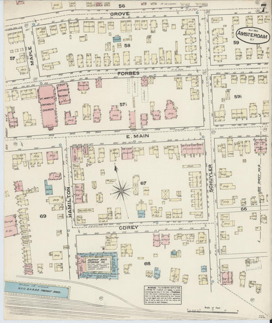 Sanborn Fire Insurance Map from Amsterdam, Montgomery County, New York (1884), Sheet #0007 - Historic Sanborn Fire Insurance Map Print, vintage old map wall art, antique decor, genealogy gift, New York New York map