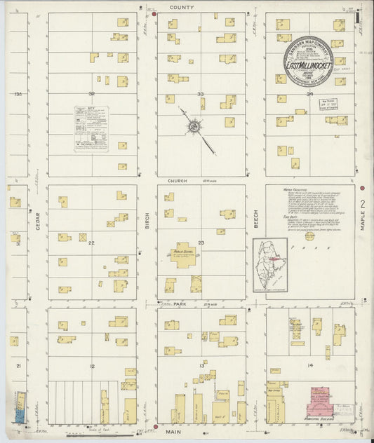 Sanborn Fire Insurance Map from East Millinock, Penobscot County, Maine (1916), Sheet #0001 - Complete Map Set gallery image, historic Sanborn map, vintage wall art, Maine Maine