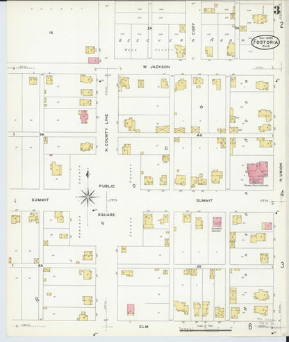 Sanborn Fire Insurance Map from Fostoria, Seneca, Hancock, And Wood Counties, Ohio (1908), Sheet #0003 - Historic Sanborn Fire Insurance Map Print, vintage old map wall art, antique decor, genealogy gift, Ohio Ohio map