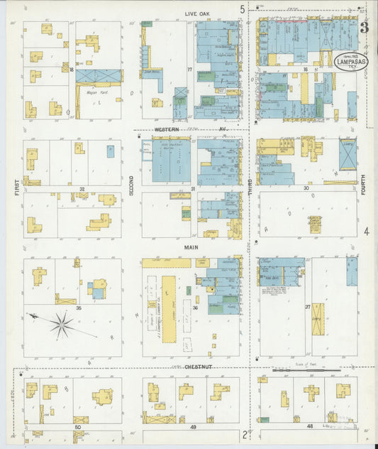Sanborn Fire Insurance Map from Lampasas, Lampasas County, Texas (1902), Sheet #0003 - Historic Sanborn Fire Insurance Map Print, vintage old map wall art, antique decor, genealogy gift, Texas Texas map