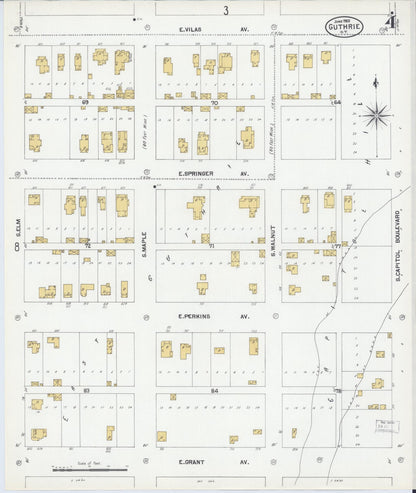 Sanborn Fire Insurance Map from Guthrie, Logan County, Oklahoma (1901), Sheet #0004 - Complete Map Set gallery image, historic Sanborn map, vintage wall art, Oklahoma Oklahoma