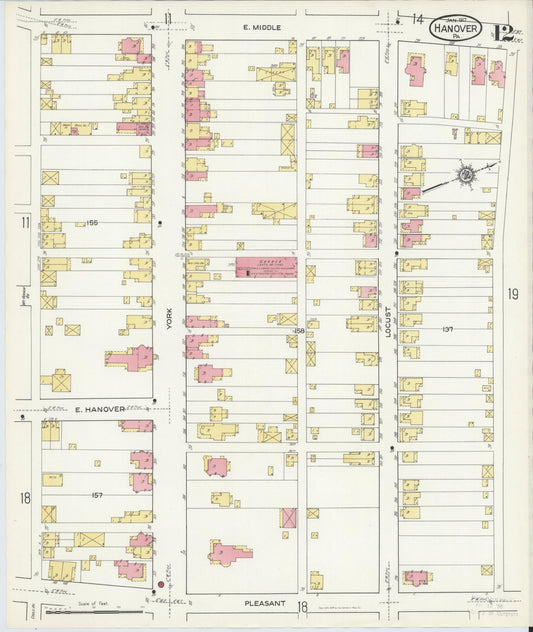 Sanborn Fire Insurance Map from Hanover, York County, Pennsylvania (1917), Sheet #0012 - Historic Sanborn Fire Insurance Map Print, vintage old map wall art, antique decor, genealogy gift, Pennsylvania Pennsylvania map
