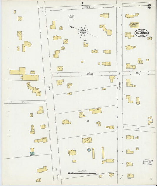 Sanborn Fire Insurance Map from Hyannis, Barnstable County, Massachusetts (1906), Sheet #0002 - Historic Sanborn Fire Insurance Map Print, vintage old map wall art, antique decor, genealogy gift, Massachusetts Massachusetts map