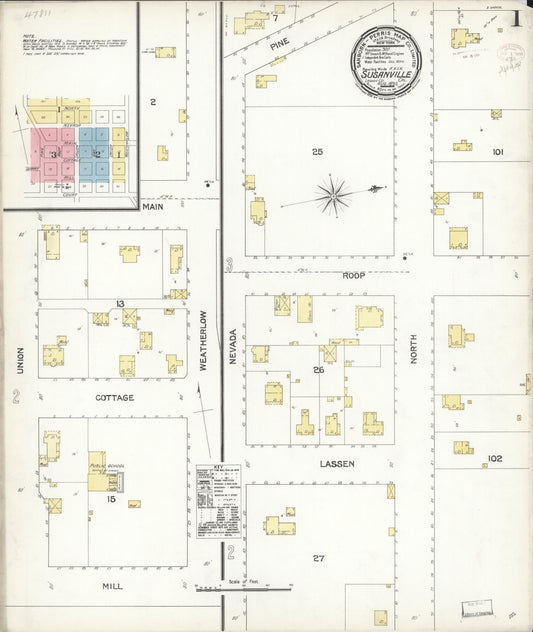 Sanborn Fire Insurance Map from Susanville, Lassen County, California (1895), Sheet #0001 - Complete Map Set gallery image, historic Sanborn map, vintage wall art, California California