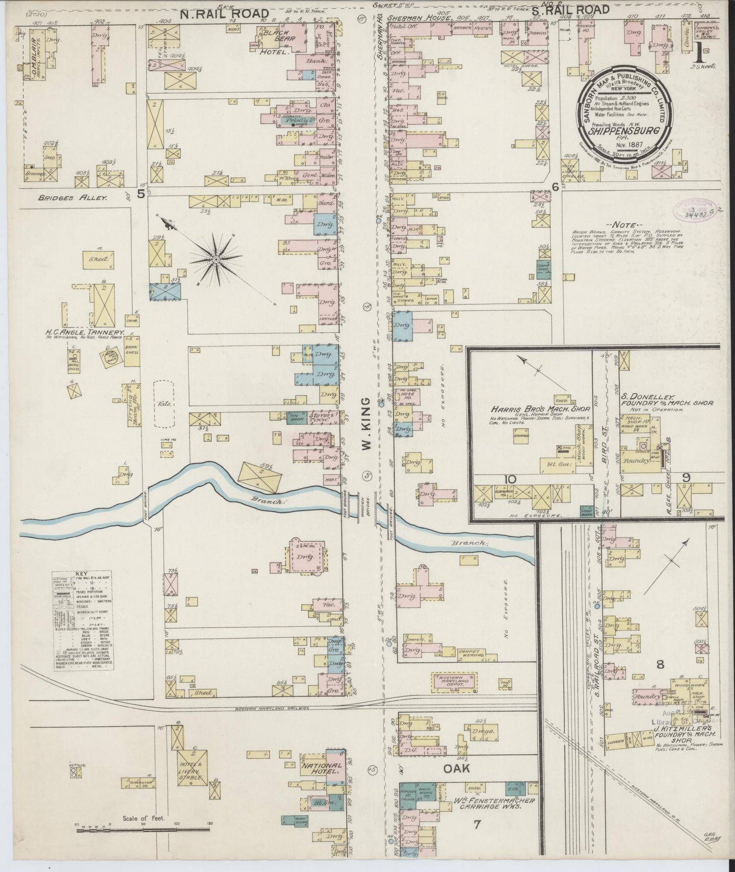 Sanborn Fire Insurance Map from Shippensburg, Cumberland And Franklin Counties, Pennsylvania (1887), Sheet #0001 - Complete Map Set gallery image, historic Sanborn map, vintage wall art, Counties Pennsylvania
