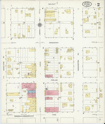 Sanborn Fire Insurance Map from Spiro, Le Flore County, Oklahoma (1913), Sheet #0002 - Complete Map Set gallery image, historic Sanborn map, vintage wall art, Oklahoma Oklahoma