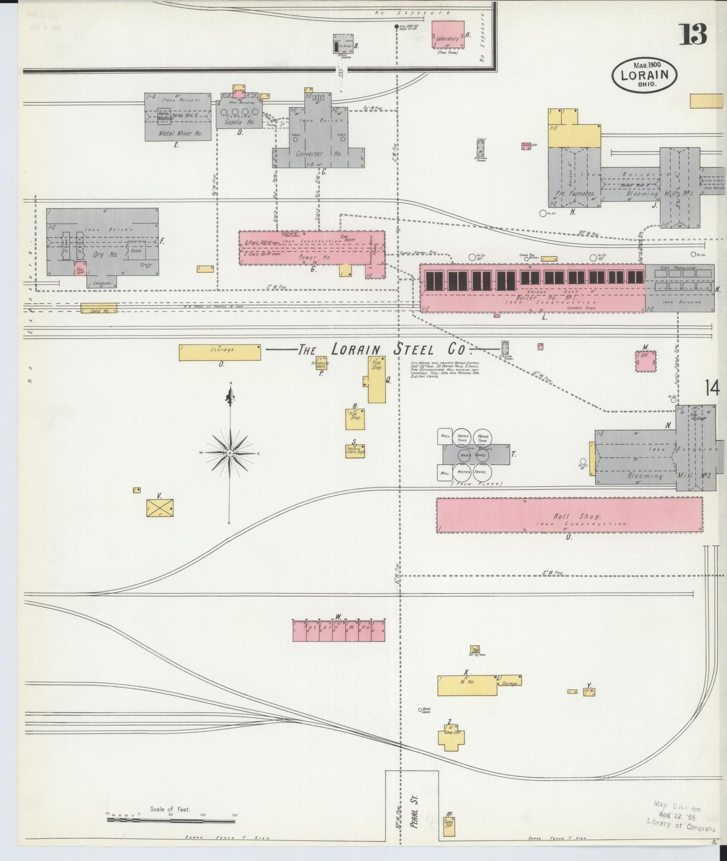 Sanborn Fire Insurance Map from Lorain, Lorain County, Ohio (1900), Sheet #0013 - Historic Sanborn Fire Insurance Map Print, vintage old map wall art, antique decor, genealogy gift, Ohio Ohio map