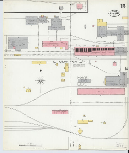 Sanborn Fire Insurance Map from Lorain, Lorain County, Ohio (1900), Sheet #0013 - Historic Sanborn Fire Insurance Map Print, vintage old map wall art, antique decor, genealogy gift, Ohio Ohio map