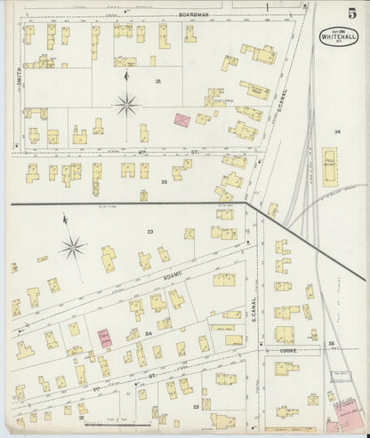 Sanborn Fire Insurance Map from Whitehall, Washington County, New York (1896), Sheet #0005 - Complete Map Set gallery image, historic Sanborn map, vintage wall art, New York New York