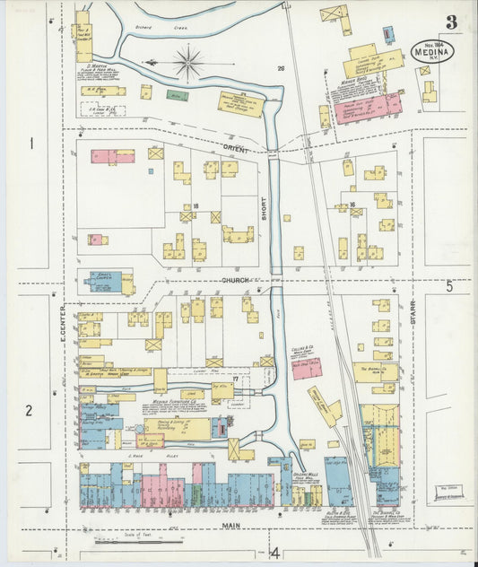 Sanborn Fire Insurance Map from Medina, Orleans County, New York (1904), Sheet #0003 - Historic Sanborn Fire Insurance Map Print, vintage old map wall art, antique decor, genealogy gift, New York New York map
