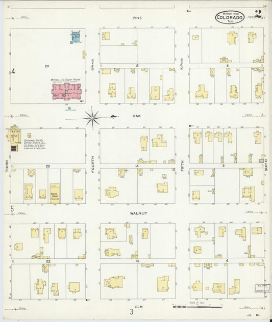 Sanborn Fire Insurance Map from Colorado, Mitchell County, Texas (1908), Sheet #0002 - Historic Sanborn Fire Insurance Map Print, vintage old map wall art, antique decor, genealogy gift, Colorado Colorado map