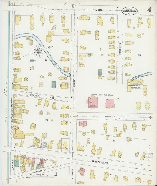 Sanborn Fire Insurance Map from Canastota, Madison County, New York (1906), Sheet #0004 - Historic Sanborn Fire Insurance Map Print, vintage old map wall art, antique decor, genealogy gift, New York New York map