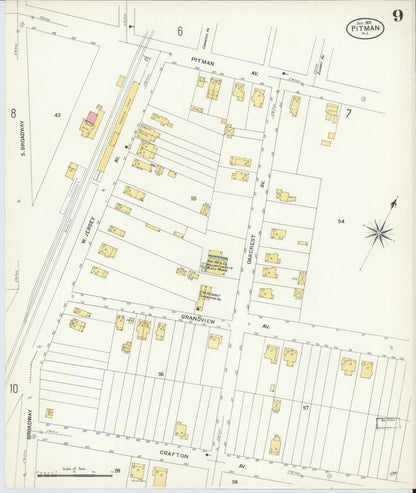 Sanborn Fire Insurance Map from Pitman, Gloucester County, New Jersey (1908), Sheet #0009 - Complete Map Set gallery image, historic Sanborn map, vintage wall art, New Jersey New Jersey
