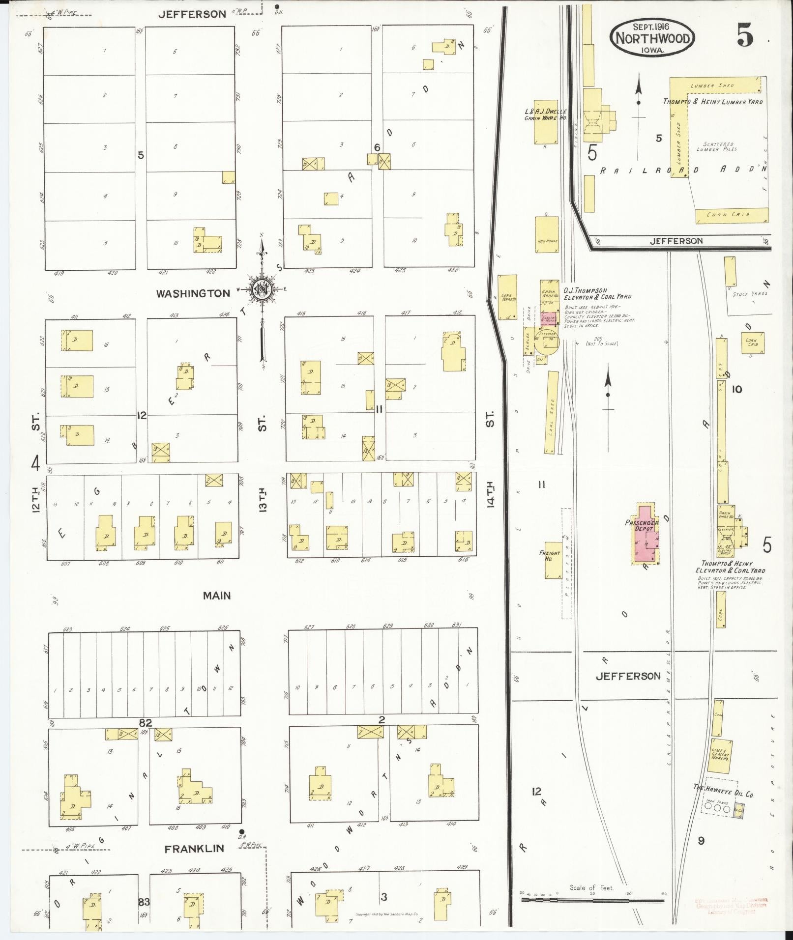 Sanborn Fire Insurance Map from Northwood, Worth County, Iowa (1916), Sheet #0005 - Historic Sanborn Fire Insurance Map Print