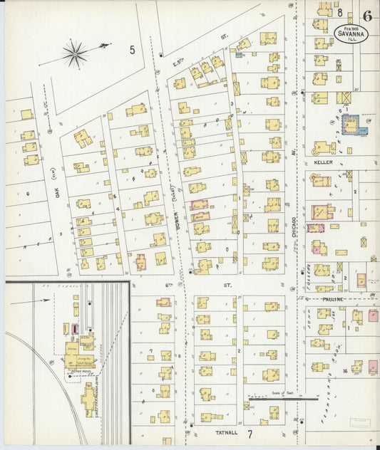 Sanborn Fire Insurance Map from Savanna, Carroll County, Illinois (1903), Sheet #0006 - Historic Sanborn Fire Insurance Map Print, vintage old map wall art, antique decor, genealogy gift, Illinois Illinois map