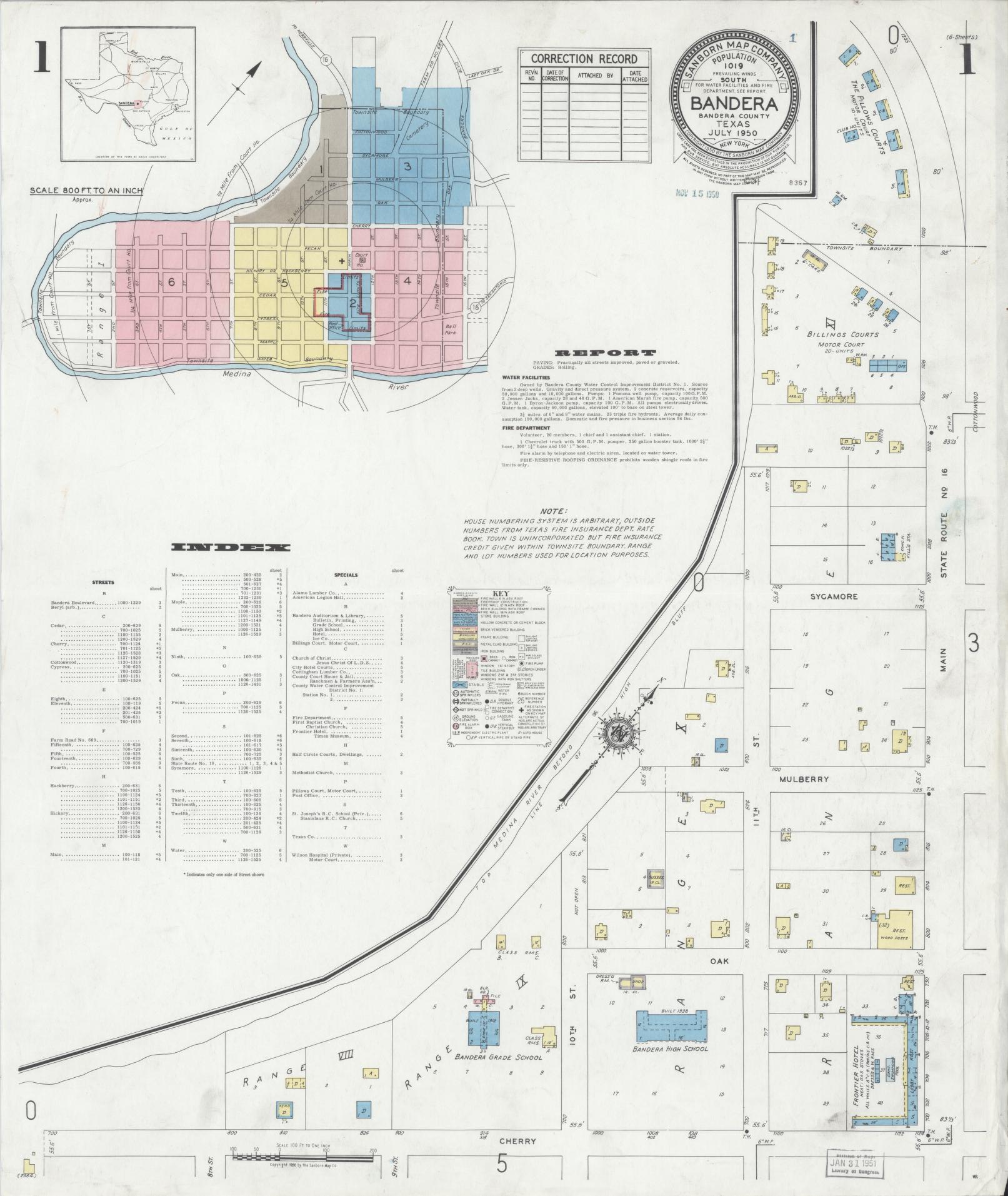 Sanborn Fire Insurance Map from Bandera, Bandera County, Texas. (1950) – Historic Sanborn Fire Insurance Map Print
