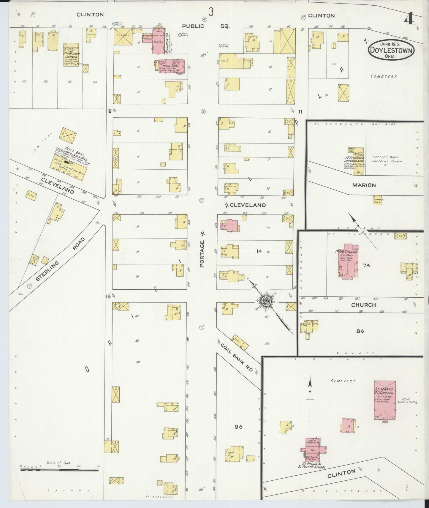 Sanborn Fire Insurance Map from Doylestown, Wayne County, Ohio (1915), Sheet #0004 - Historic Sanborn Fire Insurance Map Print, vintage old map wall art, antique decor, genealogy gift, Ohio Ohio map