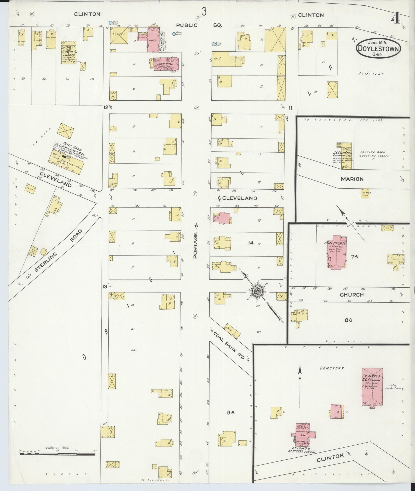 Sanborn Fire Insurance Map from Doylestown, Wayne County, Ohio (1915), Sheet #0004 - Historic Sanborn Fire Insurance Map Print, vintage old map wall art, antique decor, genealogy gift, Ohio Ohio map
