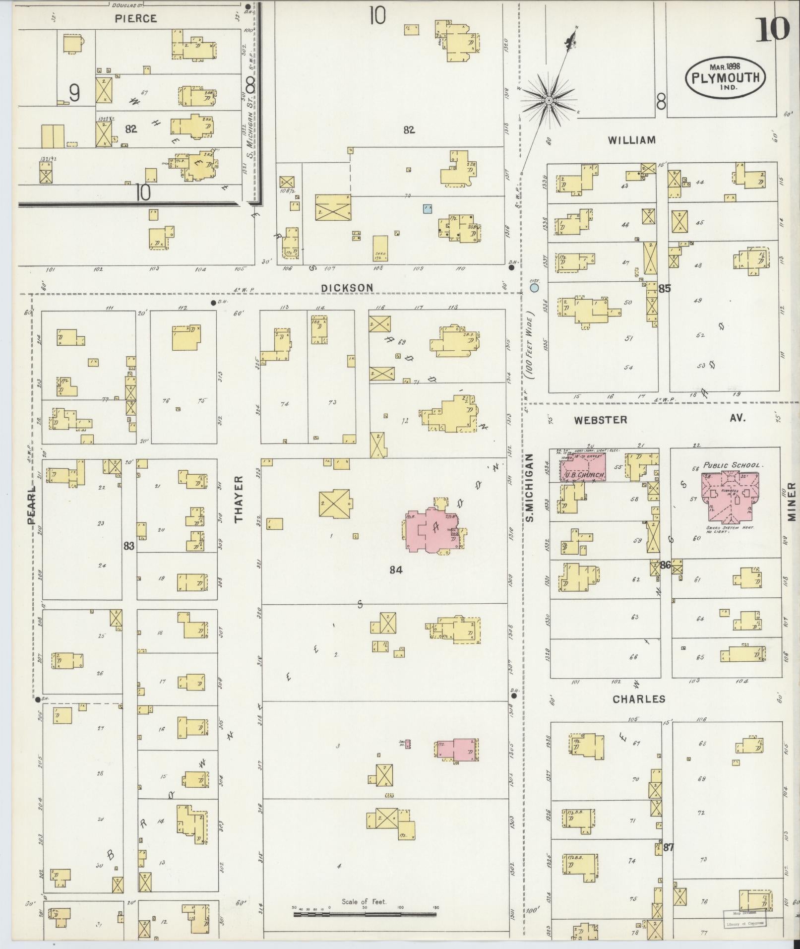 Sanborn Fire Insurance Map from Plymouth, Marhshall County, Indiana (1898), Sheet #0010 - Complete Map Set gallery image, historic Sanborn map, vintage wall art, Indiana Indiana