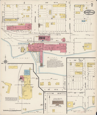 Sanborn Fire Insurance Map from Grand Rapids, Itasca County, Minnesota (1922), Sheet #0007 - Complete Map Set gallery image, historic Sanborn map, vintage wall art, Minnesota Minnesota