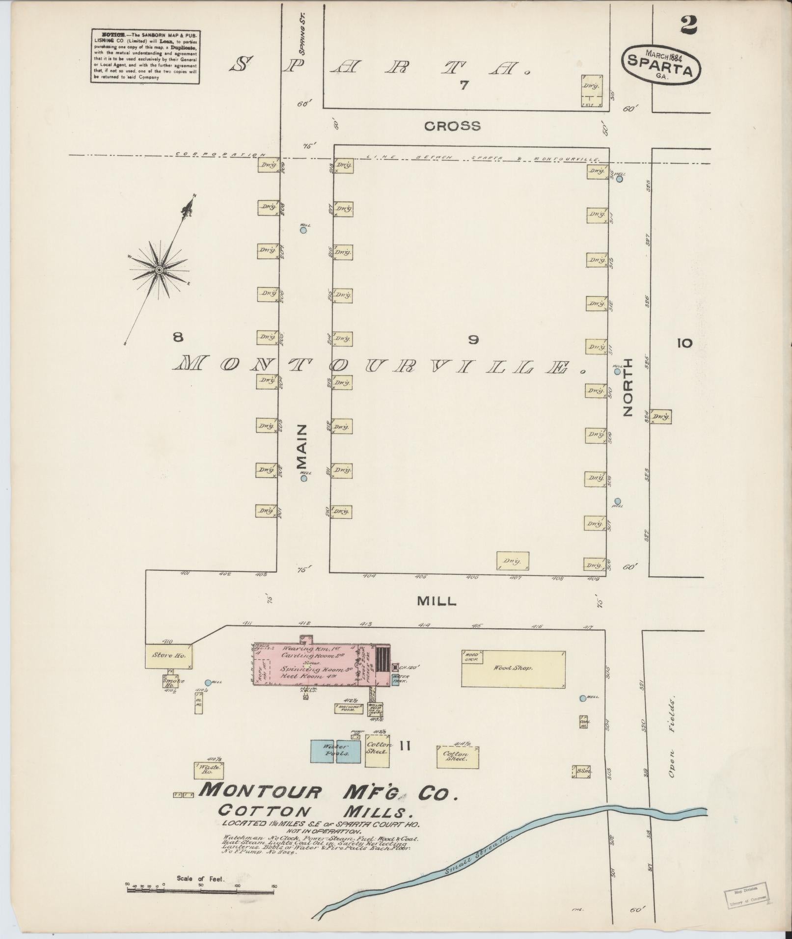 Sanborn Fire Insurance Map from Sparta, Hancock County, Georgia (1884), Sheet #0002 - Complete Map Set gallery image, historic Sanborn map, vintage wall art, Georgia Georgia
