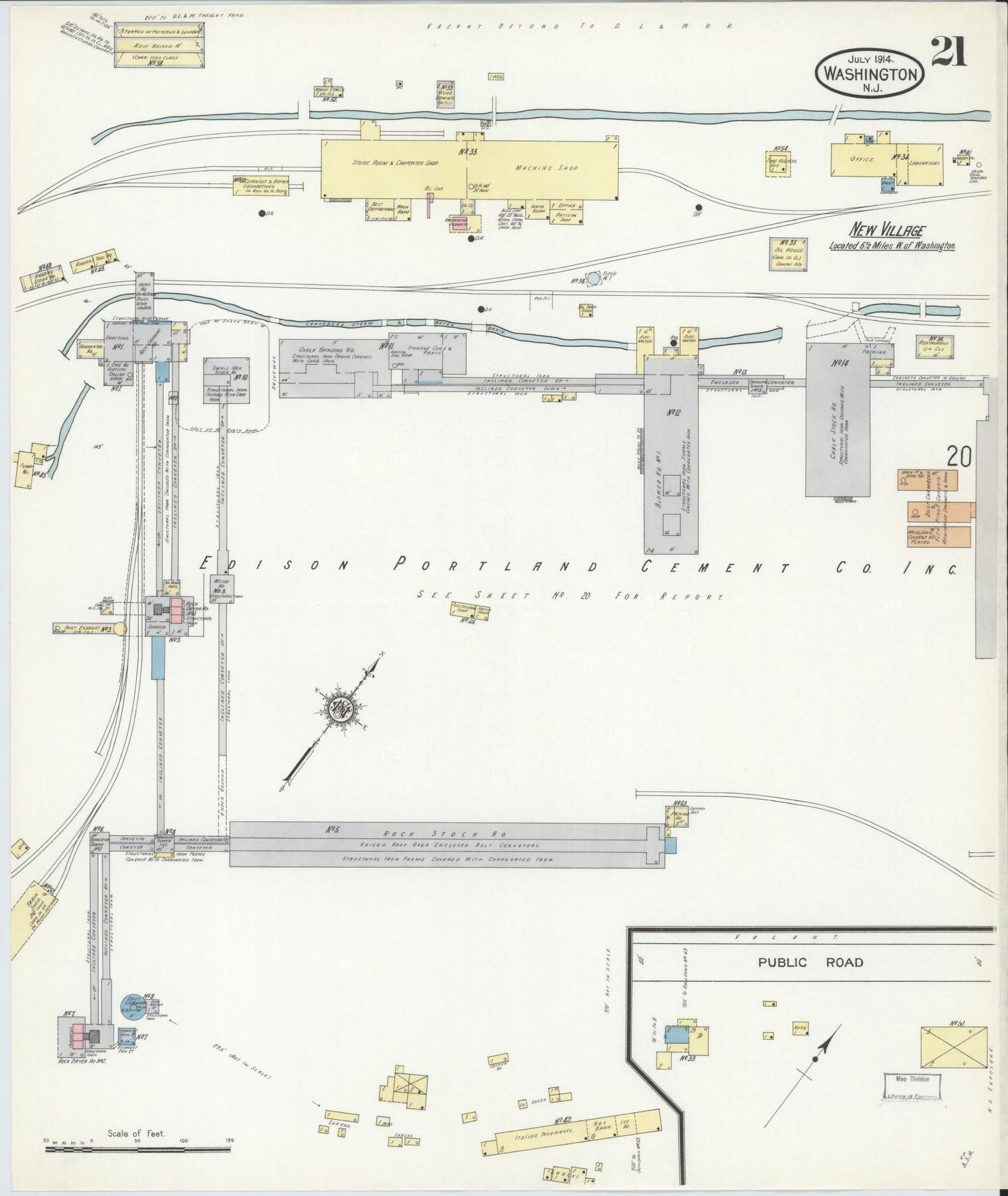 Sanborn Fire Insurance Map from Washington, Warren County, New Jersey (1914), Sheet #0021 - Historic Sanborn Fire Insurance Map Print, vintage old map wall art, antique decor, genealogy gift, Washington Washington map