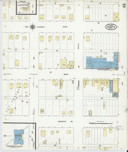 Sanborn Fire Insurance Map from Granite, Greer County, Oklahoma (1910), Sheet #0002 - Complete Map Set gallery image, historic Sanborn map, vintage wall art, Oklahoma Oklahoma