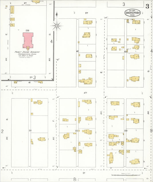 Sanborn Fire Insurance Map from Snohomish, Snohomish County, Washington (1905), Sheet #0003 - Historic Sanborn Fire Insurance Map Print, vintage old map wall art, antique decor, genealogy gift, Washington Washington map