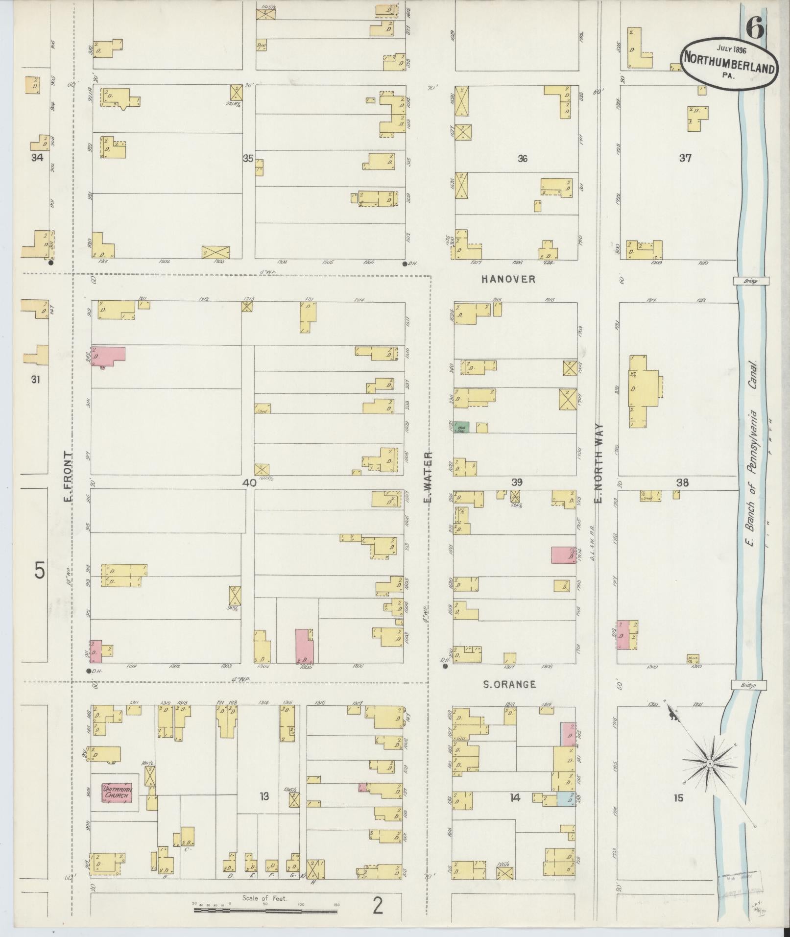 Sanborn Fire Insurance Map from Northumberland, Northumberland County, Pennsylvania (1896), Sheet #0006 - Complete Map Set gallery image, historic Sanborn map, vintage wall art, Pennsylvania Pennsylvania